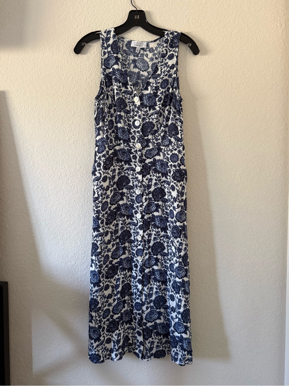 & Other Stories blue peacock floral midi dress